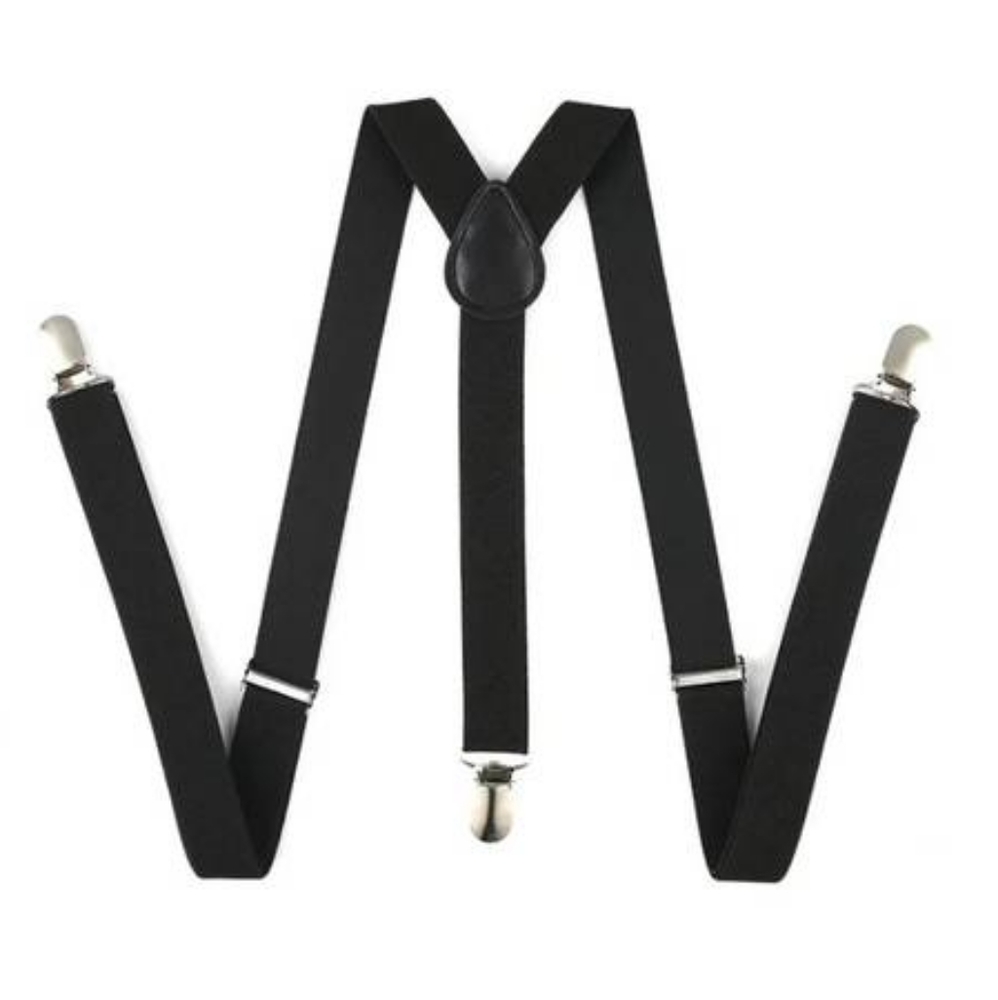 Black Adjustable Suspenders NEW Y Shape 3 Clips